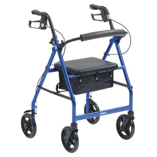 ALU Rollator Padded Seat Flip Up Back Rest Blue 8 Wheels