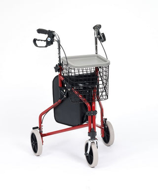 Steel Tri-Walker With Bag, Basket & Tray - Red (2 Pcs) (2 per carton / priced per unit)